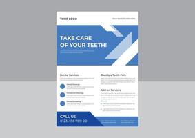 professionell tandvård, mall för flygblad för tandvård, tandvårdsklinik, hälsoreklamblad för sjukvård, bästa broschyrdesign för tandvård. vektor