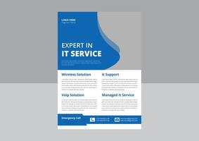 It-Service- und Management-Flyer-Vorlagen-Ideenbeispiel. abstrakte Vektorvorlage für Unternehmen. jahresbericht, cover, poster, flyer, einfache business-flyer-layoutvorlage. vektor