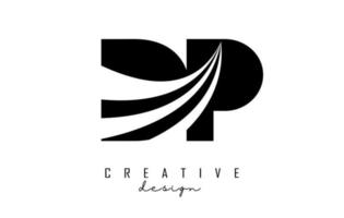kreativa svarta bokstäver dp dp-logotyp med ledande linjer och vägkonceptdesign. bokstäver med geometrisk design. vektor