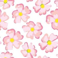 sömlösa växter mönster bakgrund med rosa blommor, gratulationskort eller tyg vektor