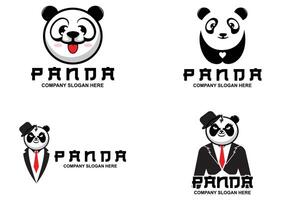 söt panda logotyp vektordesign, djur bakgrundsillustration vektor