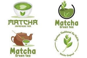 vektor illustration av grön växt matcha logotyp gjord som matcha drink eller matcha dessert, grönt te design