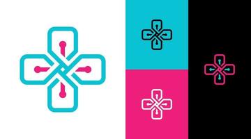 medicinskt kors med bläckpenna affärsföretag logotyp designkoncept vektor