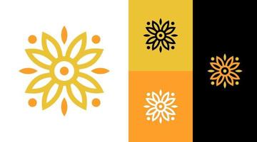 solblomma prydnad naturliga varumärke logotyp design vektor