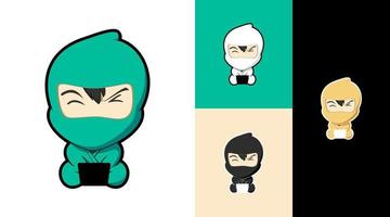 Ninja-Maskottchen-Cartoon-Avatar-Charakterdesign vektor