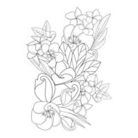 Frangipani-Blume doodle Färbung Seite Umriss Vektor-Illustration von isoliert in weißem Hintergrund vektor