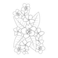 plumeria blomma doodle målarbok kontur vektor illustration av isolerade i vit bakgrund