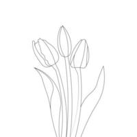tulpan blomma linjekonst målarbok för barn ritning av svart stroke design vektor