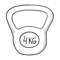 Vektor-Illustration einer Kettlebell isoliert auf weißem Hintergrund. Gekritzelzeichnung von Hand vektor