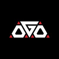 Ogo-Dreieck-Buchstaben-Logo-Design mit Dreiecksform. Ogo-Dreieck-Logo-Design-Monogramm. Ogo-Dreieck-Vektor-Logo-Vorlage mit roter Farbe. ogo dreieckiges Logo einfaches, elegantes und luxuriöses Logo. ogo vektor