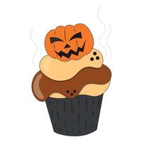 vektorillustration für halloween, ein schrecklicher kürbiskuchen. vektor