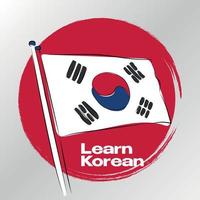flagga koreansk linjekonst illustration vektor. lämplig för innehåll sociala medier, bakgrund, banner och affisch vektor