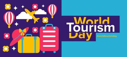 21 september World Tourism Day gratulationskort, affisch, isolerade geometriska vektor