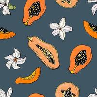 nahtloses Muster mit Papaya. design für stoffe, textilien, tapeten, verpackungen. vektor