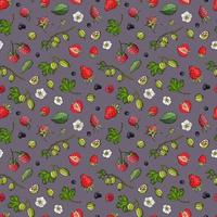 fruchtiges nahtloses Muster mit roten und Brombeeren. Design für Stoff, Textil, Tapete, Verpackung, Café. vektor