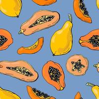 seamless mönster med papaya frukt. design för tyg, textil, tapeter, förpackningar. vektor