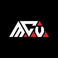 MCV-Dreieck-Buchstaben-Logo-Design mit Dreiecksform. MCV-Dreieck-Logo-Design-Monogramm. MCV-Dreieck-Vektor-Logo-Vorlage mit roter Farbe. MCV dreieckiges Logo einfaches, elegantes und luxuriöses Logo. mcv vektor