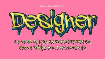 moderne gelbe tropfende Graffiti-Schriftart vektor