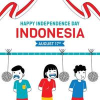 Indonesien-Unabhängigkeitstag-Social-Media-Vorlage im flachen Design-Stil vektor
