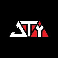 jty triangel bokstavslogotypdesign med triangelform. jty triangel logotyp design monogram. jty triangel vektor logotyp mall med röd färg. jty triangulär logotyp enkel, elegant och lyxig logotyp. jty