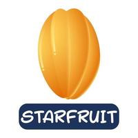 Cartoon Starfruit Fruchtvektor isoliert auf weißem Hintergrund