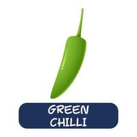 Cartoon grüner Chili-Gemüse-Vektor isoliert auf weißem Hintergrund vektor