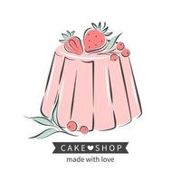 tårt- och brödaffär. cupcake och bär. vektorillustration för logotyp, meny, receptbok, bakbutik, café, restaurang. vektor