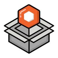 Paketbox-Symbol, nicht fungibles Token, digitale Technologie. vektor