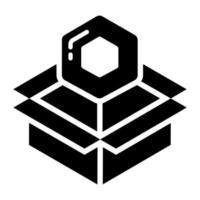 Paketbox-Symbol, nicht fungibles Token, digitale Technologie. vektor