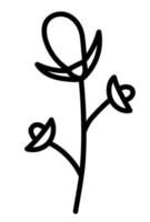 doodle söt blomma dekorativa platt element. botaniska handritade svart isolerade vektorillustration design vektor