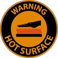 Warnzeichen für heiße Oberflächensymbole auf weißem Hintergrund vektor