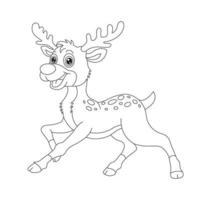 söt hjort målarbok för barn djurkontur ren målarbok tecknad vektorillustration vektor