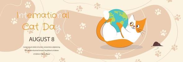 internationella kattdagen horisontell banner vektor illustration design