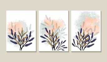 lyxigt marinblått och guldtryck med växter och bläckstänk. botanisk konst bakgrund för dekoration vektor