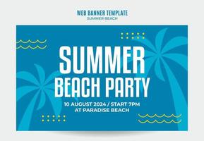 sommardag - strandfest webbbanner för sociala medier affisch, banner, rymdområde och bakgrund vektor