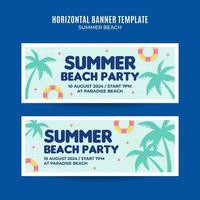 sommardag - strandfest webbbanner för sociala medier horisontell affisch, banderoll, rymdområde och bakgrund vektor