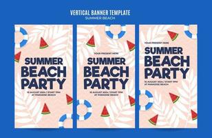 sommertag - strandparty-webbanner für vertikales plakat, banner, raumbereich und hintergrund der sozialen medien vektor