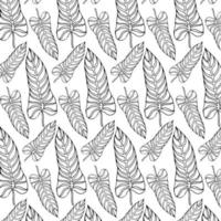 tropiska växter blommiga sömlösa djungelmönster. print vektor bakgrund av mode sommar tapet palmblad i svart och vit grå stil