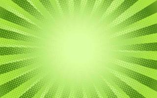 solens strålar retro vintage stil på grön bakgrund, komiskt mönster med starburst och halvton. tecknad retro sunburst effekt med prickar. strålar. banner vektor illustration