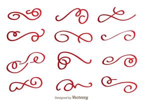 Röda swirly line-vektorer vektor