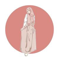 hijab mädchen cartoon potrait kostenloser vektor