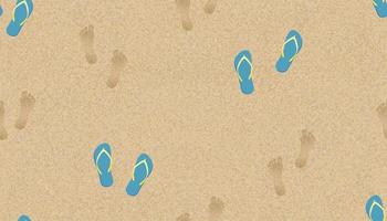 sömlösa mönster textur bakgrund fotspår av mänskliga fötter med dandal på sandstranden bakgrund. vektor illustration bakgrund brun strand sanddyn med barfota och tofflor för sommar banner