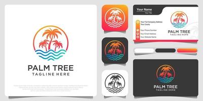 Palme mit Strand- und Insel-Logo-Design vektor