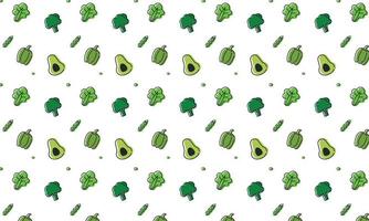 ett mönster som visar friska gröna grönsaker avokado, broccoli, paprika, ärtor, sallad vektor