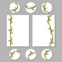 Reihe von floralen romantischen Vorlagen mit gelben Narzissen vektor