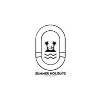 logotyp för tropisk solnedgång. vektor sommartid semester typografisk illustration