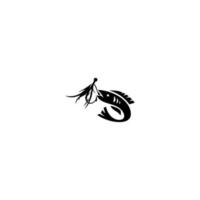 Angellogo, Schwarz-Weiß-Illustration einer Fischjagd nach Ködern, Forellenangeln - Logoillustration. Fischerei-Emblem vektor