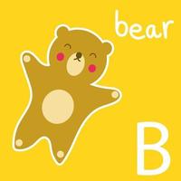 illustration des alphabets, eines weißen buchstabens b und eines bären. Cartoon-Vektor-Stil für Ihr Design. vektor