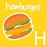illustration des alphabets, eines weißen buchstabens h und eines hamburgers. Cartoon-Vektor-Stil für Ihr Design. vektor