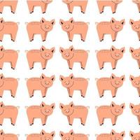seamless mönster med söta grisar. bakgrund med husdjur. tapeter, förpackningar. platt vektorillustration vektor